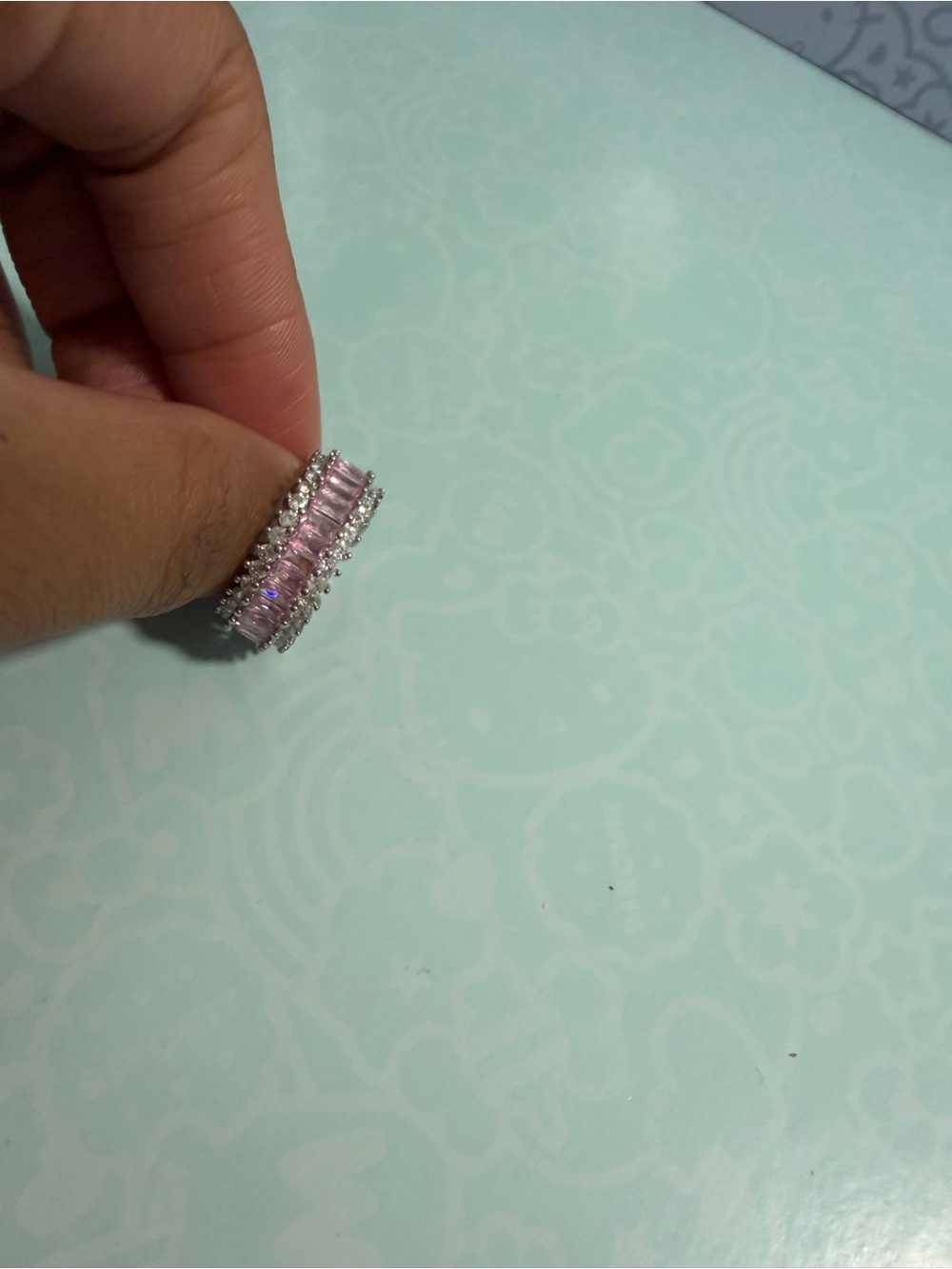 Elegant Pink Crystal Band Ring - Women Jewelry